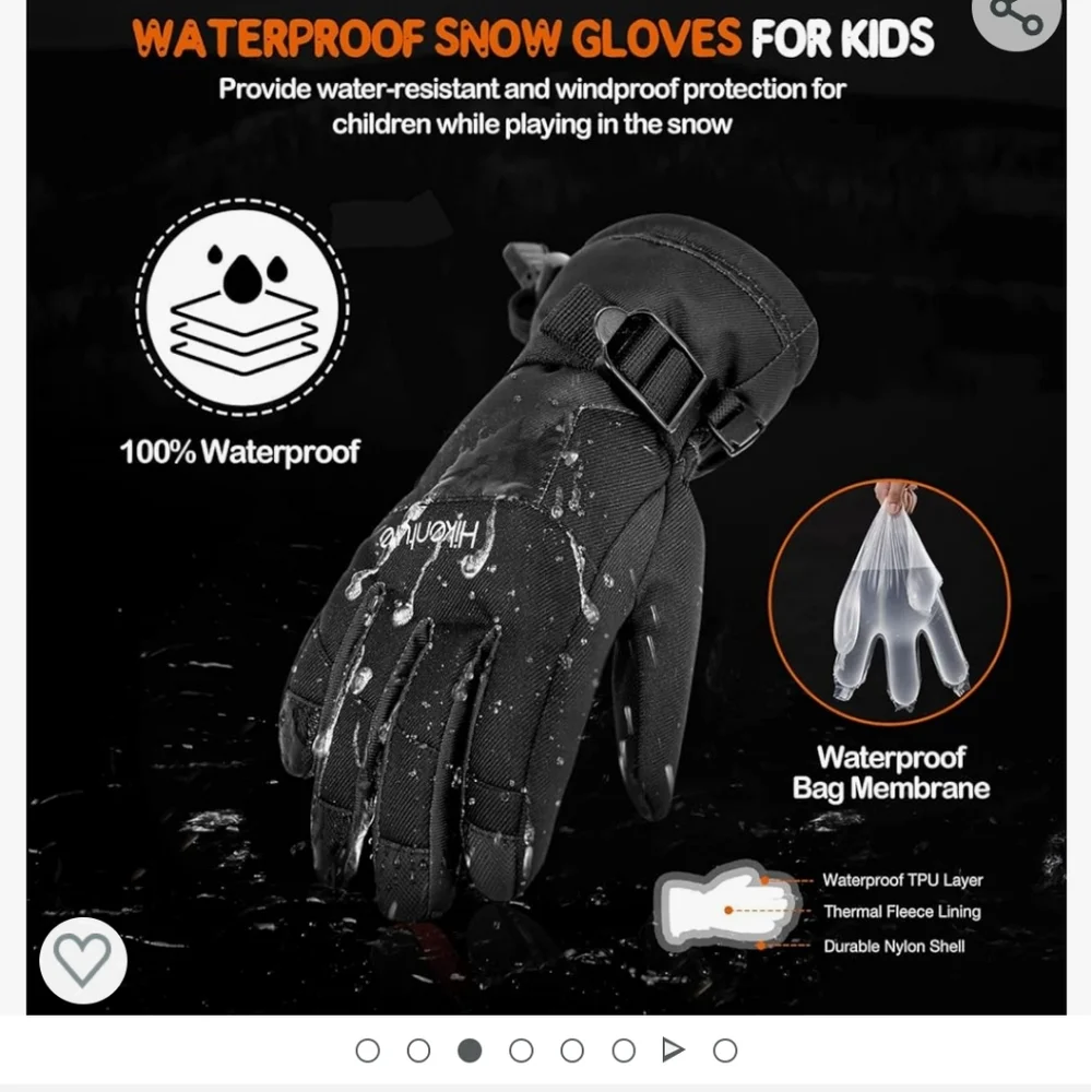 Hikentura Kids Snow Gloves size medium 7-12 , Waterproof Insulated 3 M tinsulate